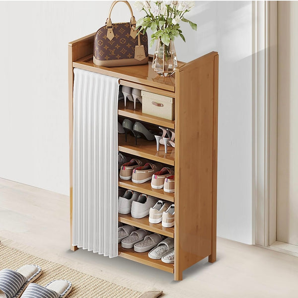 خزانة أحذية خيزران قابلة للطي 6 طبقات (50 سم)