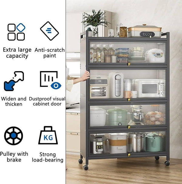 خزانة مطبخ معدنية بعجلات